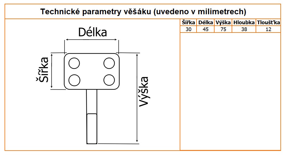 detsky vesak kostka technicke parametry